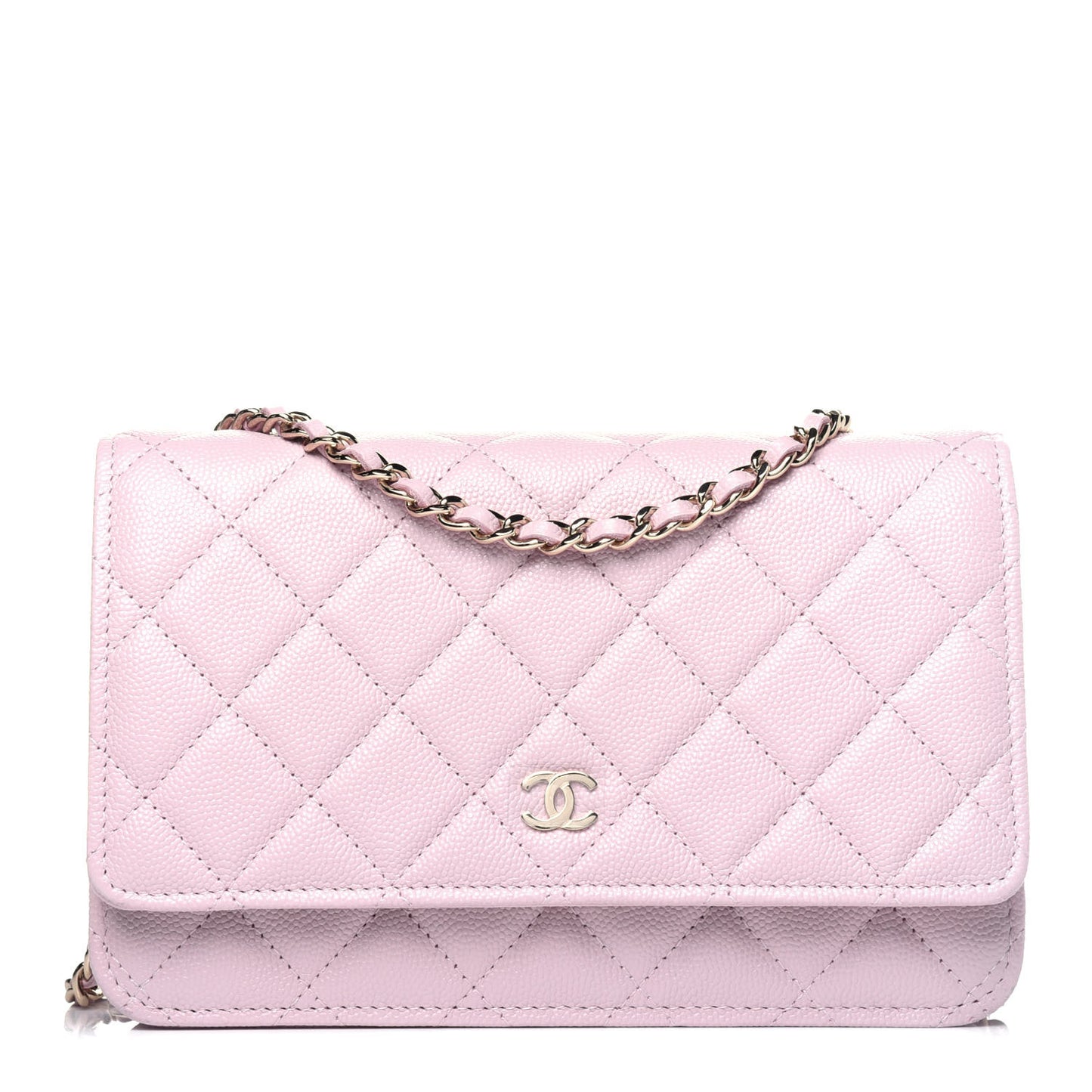 Caviar Quilted Wallet On Chain WOC Light Pink