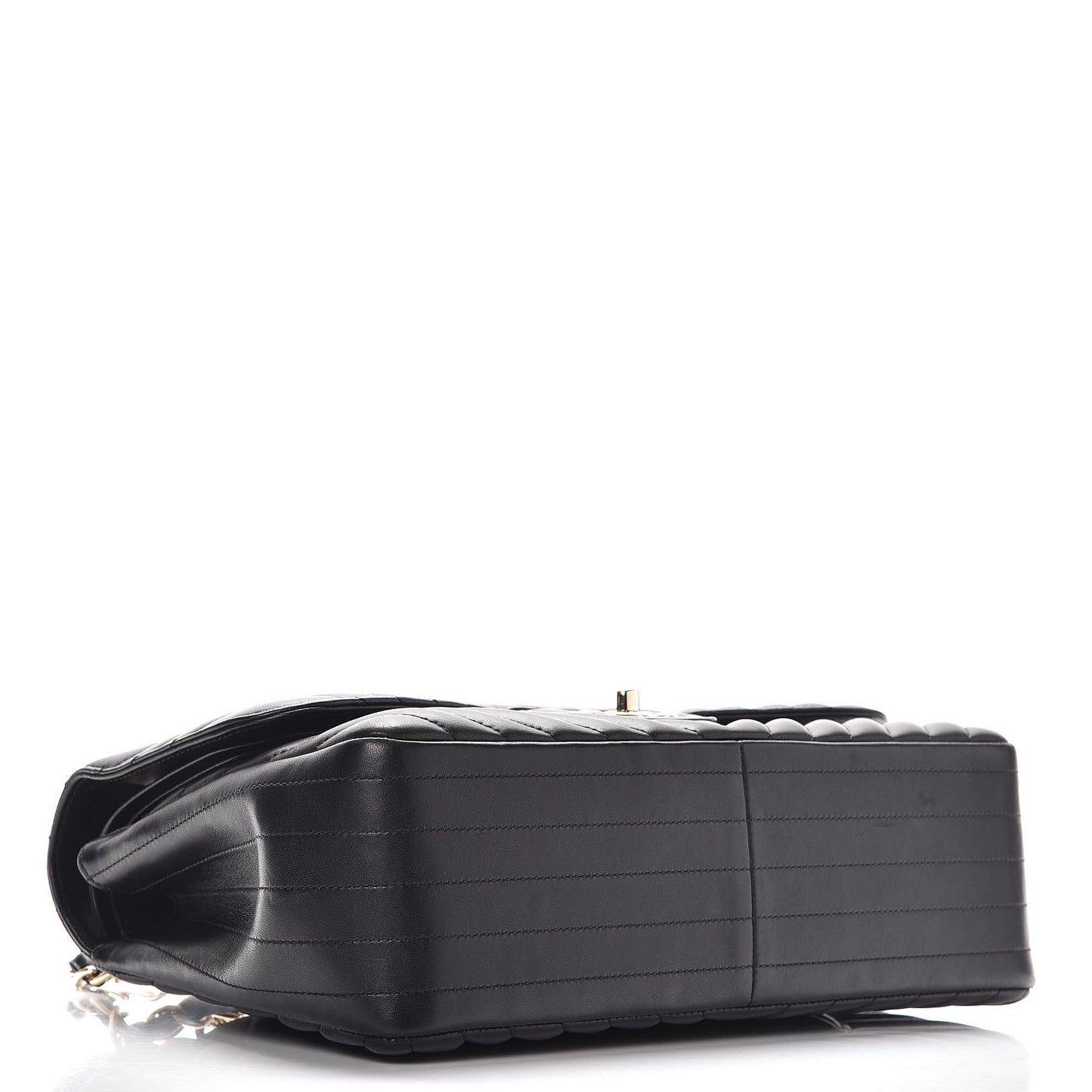 Lambskin Chevron Quilted Jumbo Double Flap Black