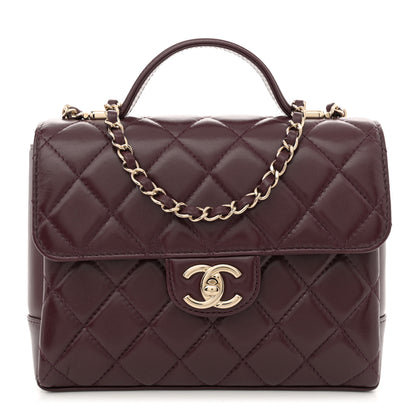 Chanel Lambskin CC Flap Top Handle Bag Burgundy 1 of 10