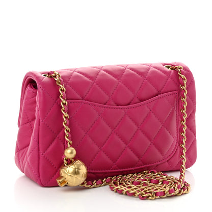 Chanel Lambskin Quilted Mini Rectangular Pearl Crush Flap Fuchsia 3 of 11