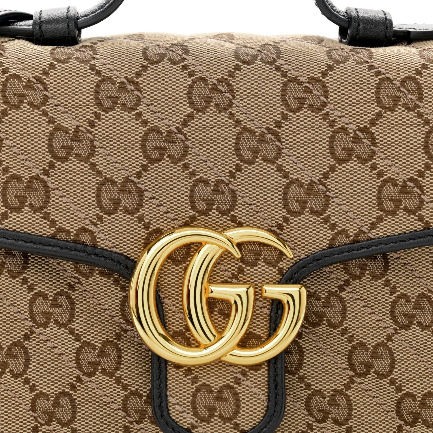 Gucci Monogram Azalea Calfskin Matelasse Diagonal Mini GG Marmont Top Handle Shoulder Bag Beige Ebony Black 8 of 10