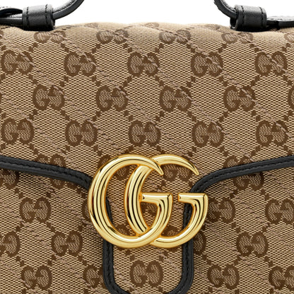 Gucci Monogram Azalea Calfskin Matelasse Diagonal Mini GG Marmont Top Handle Shoulder Bag Beige Ebony Black 8 of 10