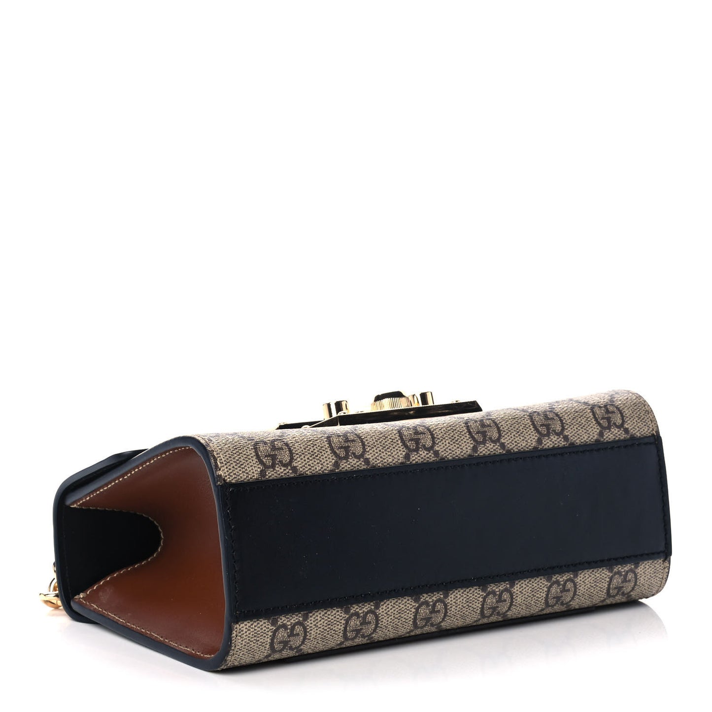 GG Supreme Monogram Calfskin Small Padlock Shoulder Bag Beige Black Cuir