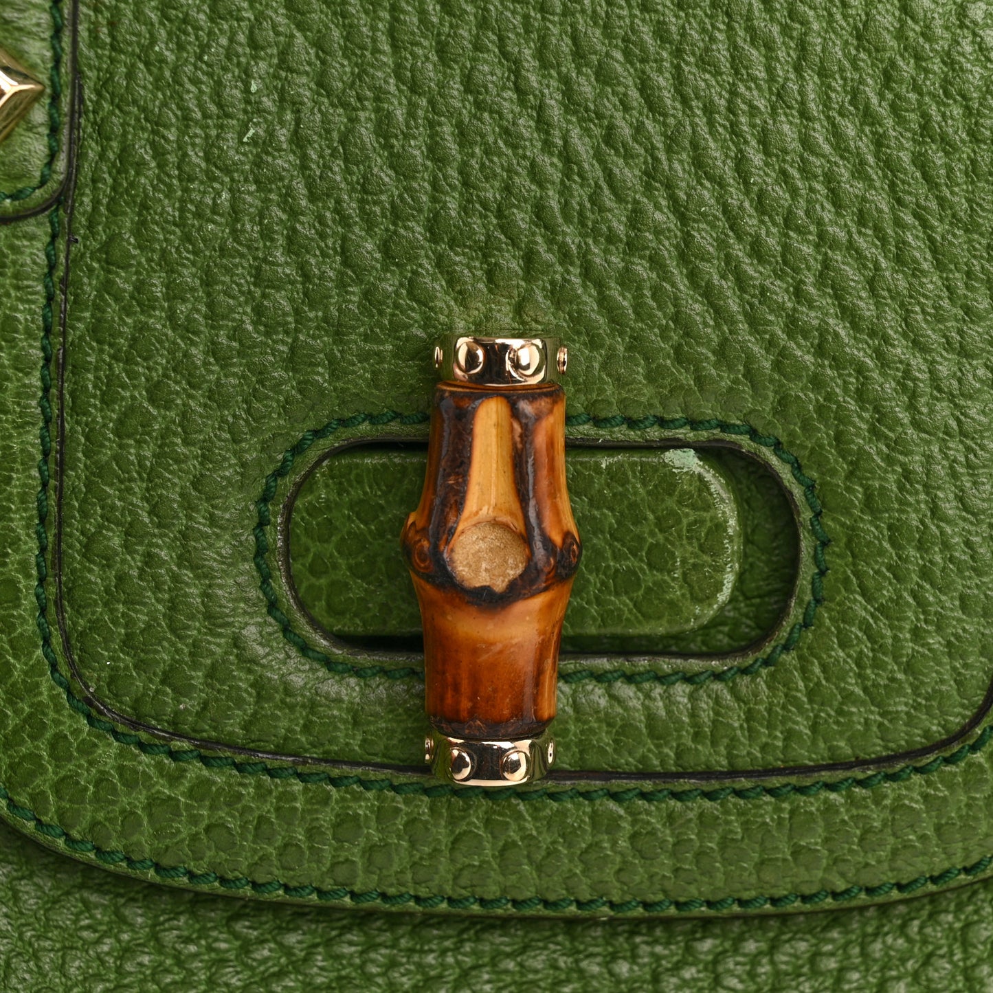 Calfskin Bamboo Top Handle Bag Green