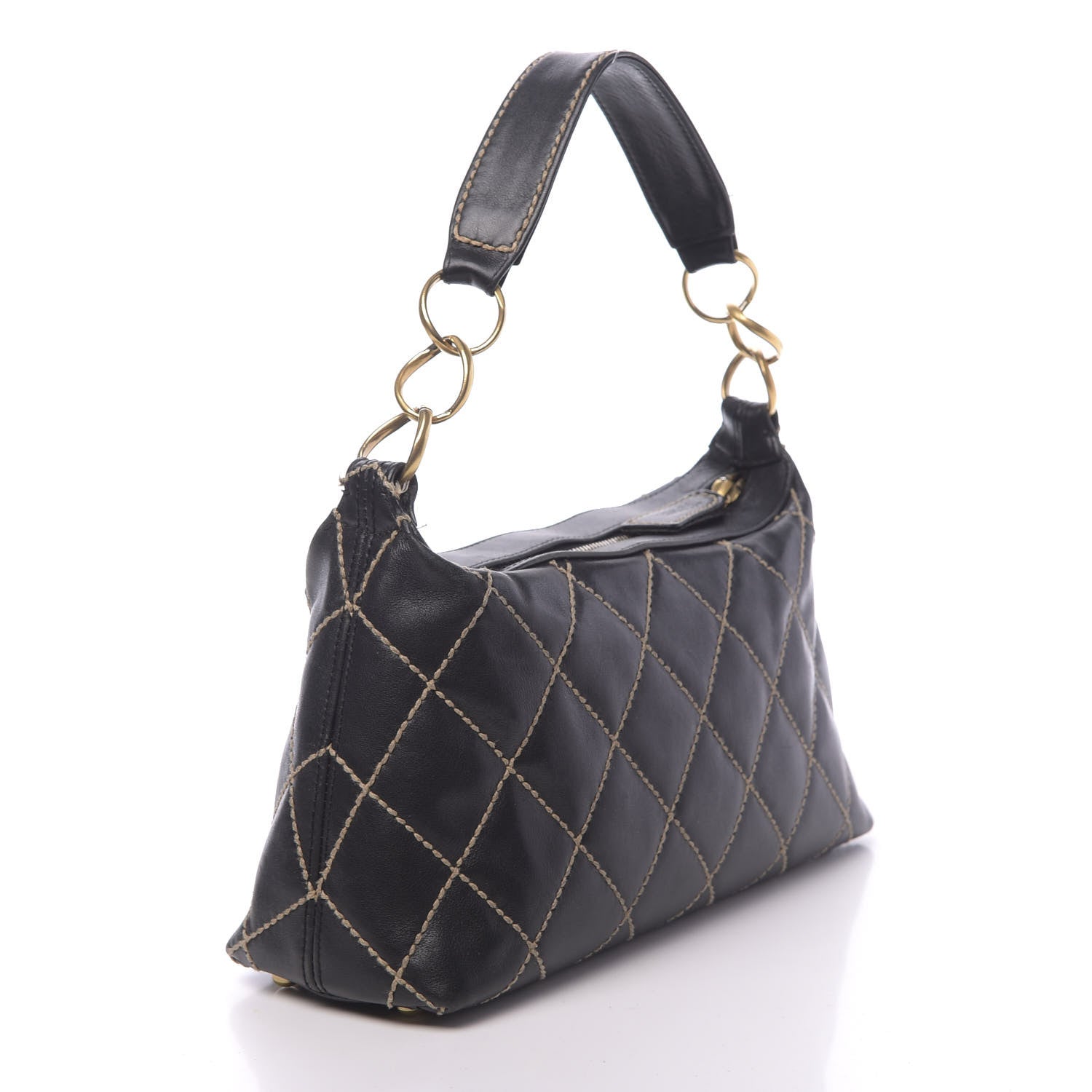 Chanel Calfskin Wild Stitch Hobo Black 3 of 15