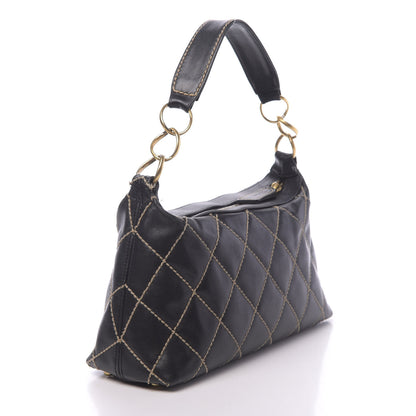 Chanel Calfskin Wild Stitch Hobo Black 3 of 15