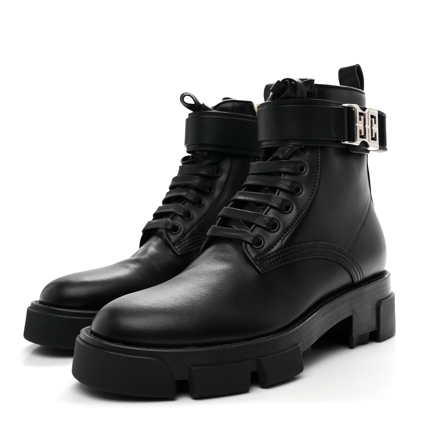 Calfskin Combat Boots 36 Black