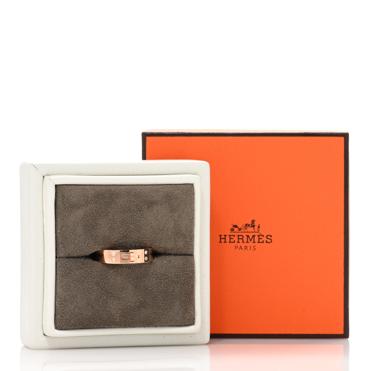 Hermes 18K Rose Gold Diamond PM Kelly Ring 59 8.75 5 of 5