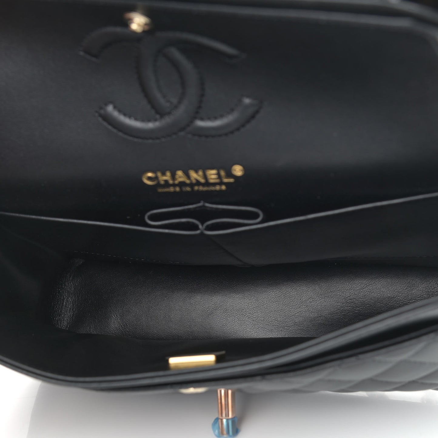 Lambskin Quilted Small Double Flap Black