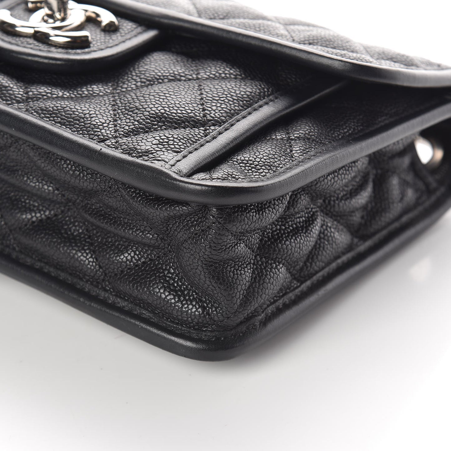 Caviar Quilted Mini French Riviera Flap Black