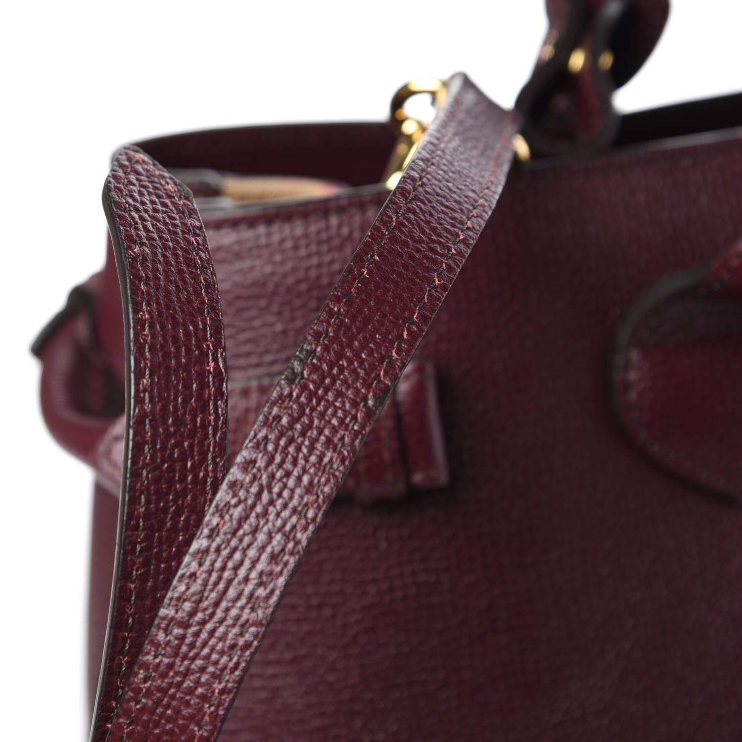 Burberry Grainy Calfskin House Check Medium Banner Tote Elderberry 17 of 29