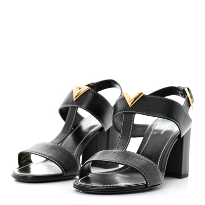 Louis Vuitton Grained Calfskin New Wave Sandals 38 Black 3 of 8