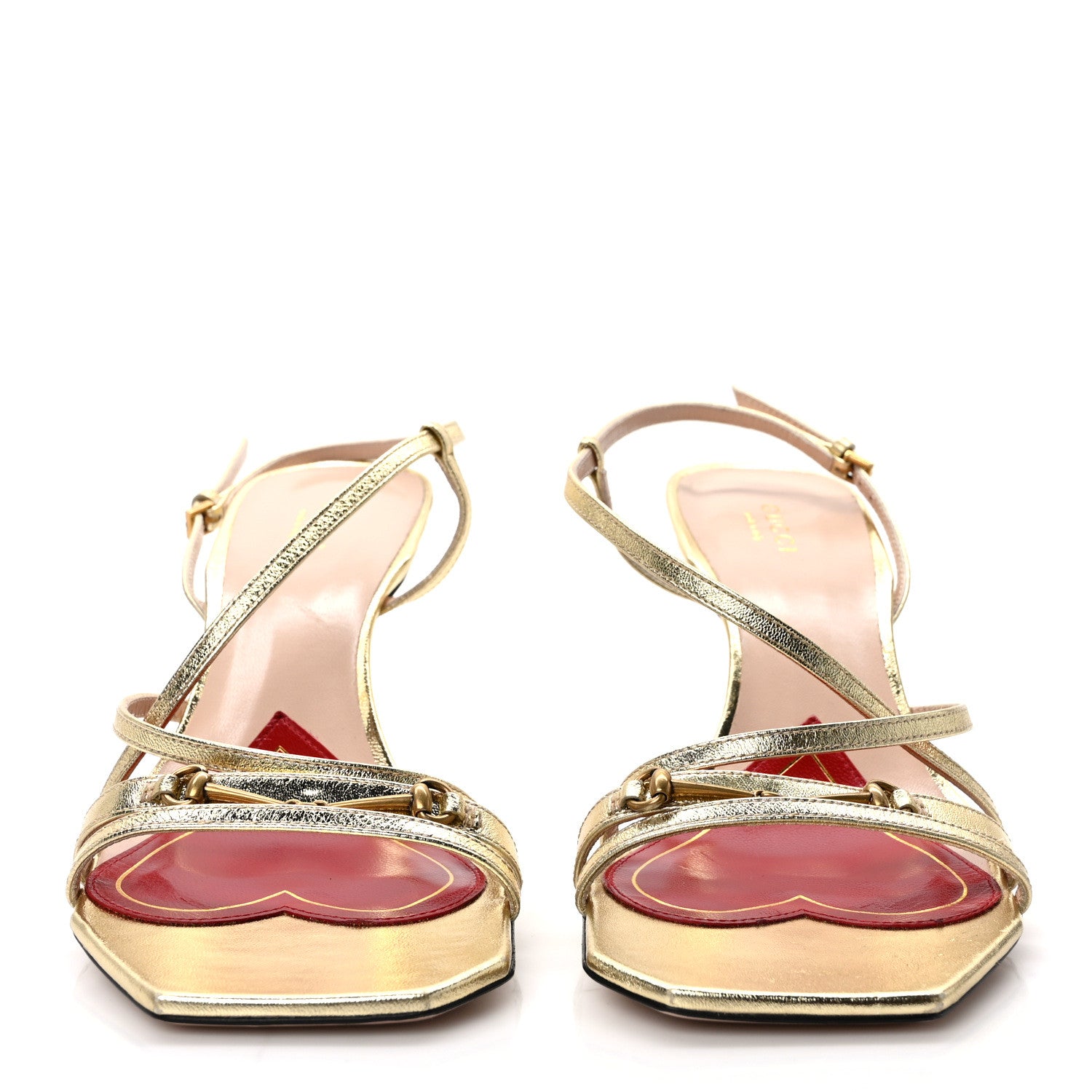 Gucci Metallic Nappa Victoria Strappy Horsebit Sandals 40 Gold 2 of 7