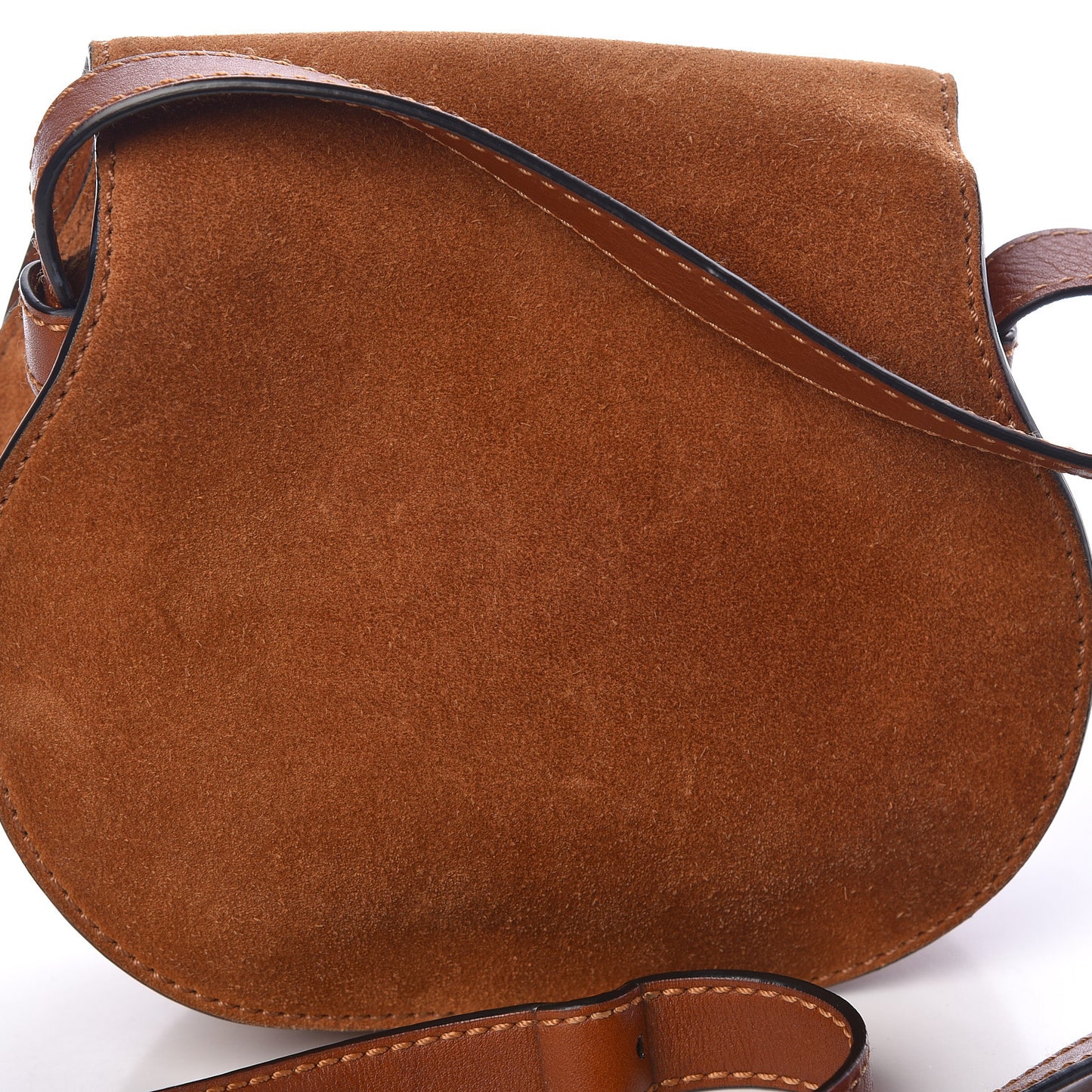 Suede Calfskin Braided Mini Marcie Round Crossbody Bag Caramel