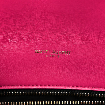 Saint Laurent Boucle Tweed Quilted Toy Loulou Puffer Monogram Chain Satchel Magenta 7 of 10