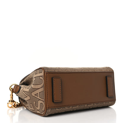 Versace Calfskin Canvas Allover La Medusa Small Top Handle Handbag Brown 4 of 8