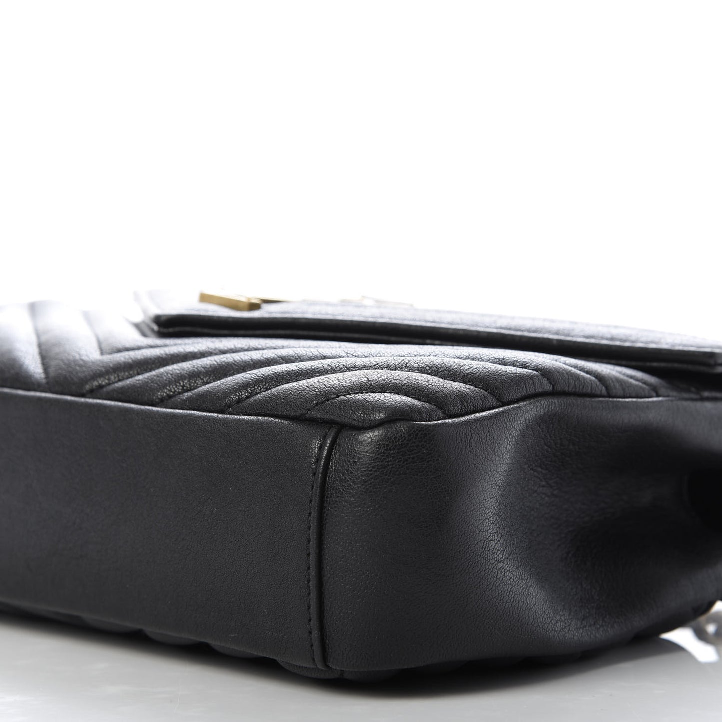 Sheepskin Matelasse Chevron Monogram Medium College Bag Black
