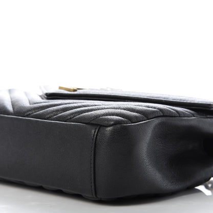 Saint Laurent Sheepskin Matelasse Chevron Monogram Medium College Bag Black 7 of 9