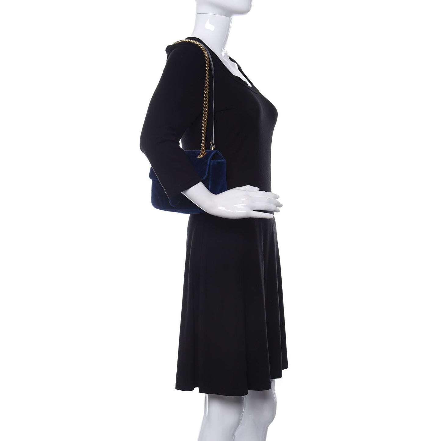 Velvet Matelasse Mini GG Marmont Shoulder Bag Cobalt Blue