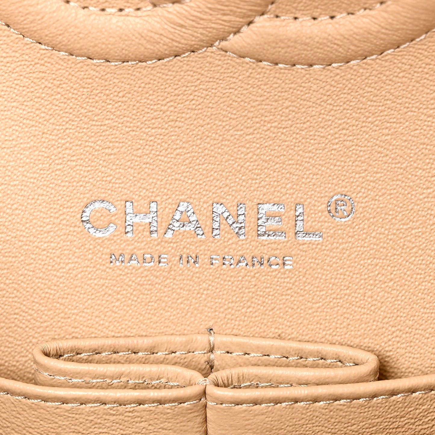 Caviar Quilted Medium Double Flap Beige