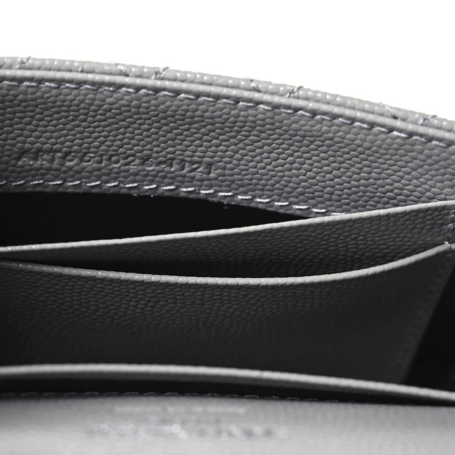 Grain De Poudre Textured Mixed Matelasse Triquilt Small Monogram Envelope Wallet Stone Grey