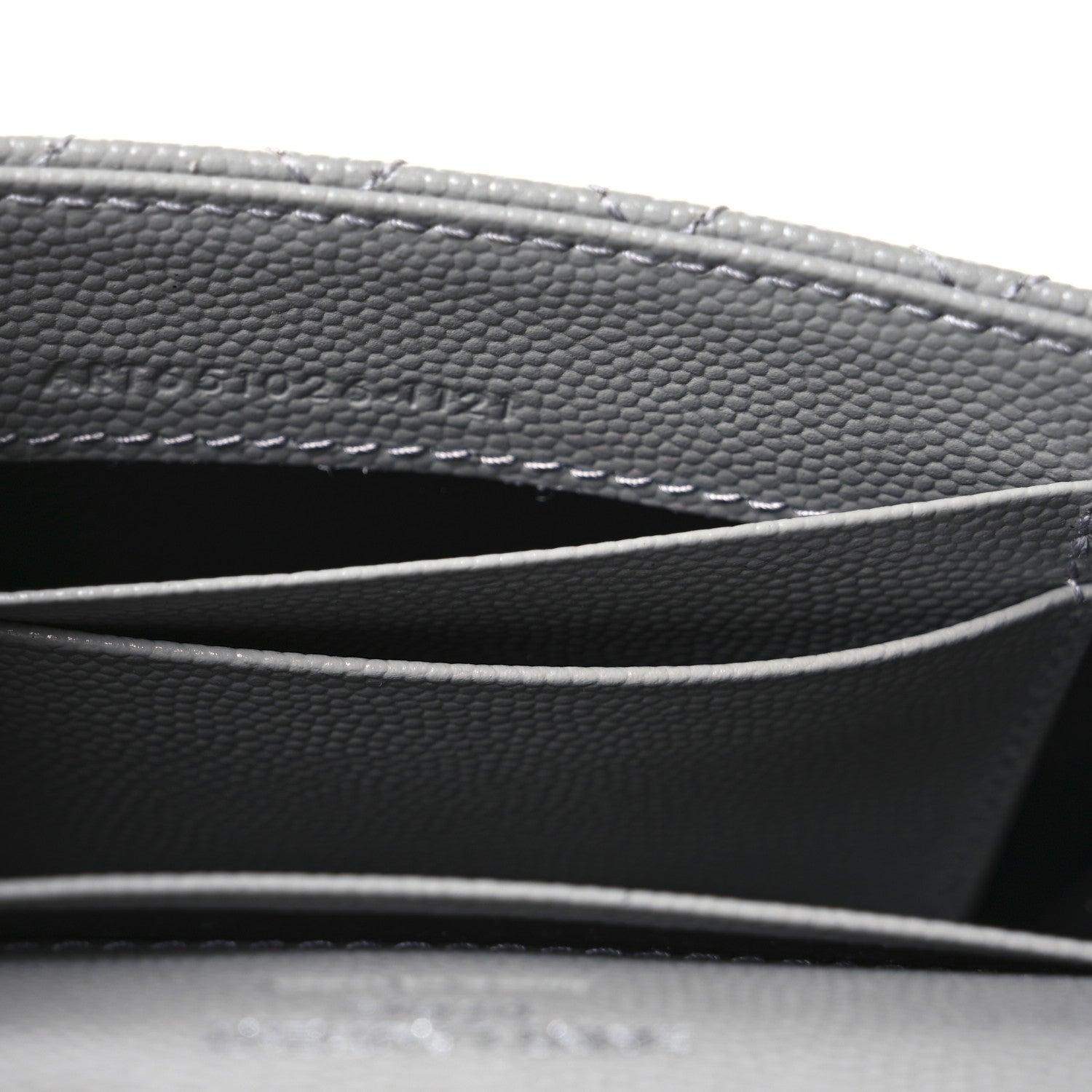 Saint Laurent Grain De Poudre Textured Mixed Matelasse Triquilt Small Monogram Envelope Wallet Stone Grey 7 of 7