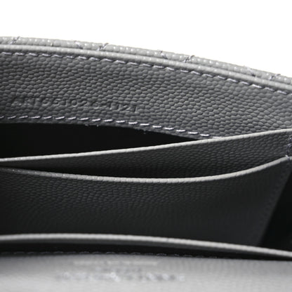Saint Laurent Grain De Poudre Textured Mixed Matelasse Triquilt Small Monogram Envelope Wallet Stone Grey 7 of 7