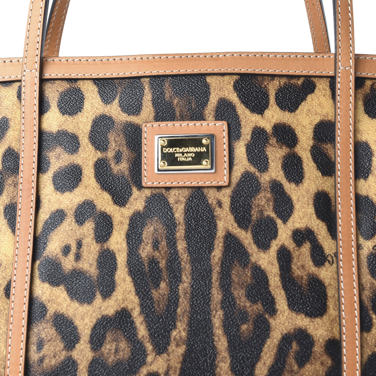 Coated Canvas Leopard Print Miss Escape Tote Light Beige