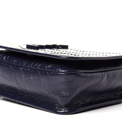 Saint Laurent Crinkled Calfskin Matelasse Monogram Niki Chain Wallet Deep Marine 8 of 10