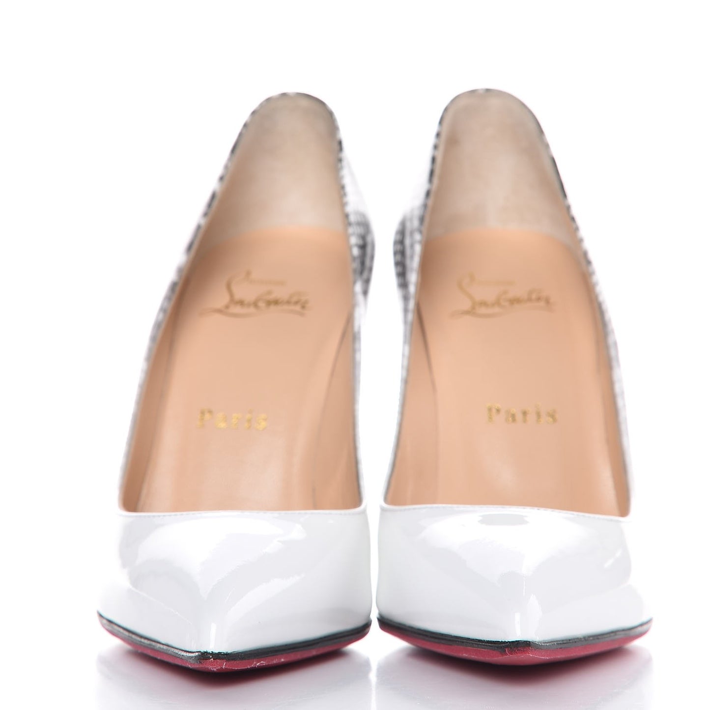 Patent Degrade Snakeskin Printed Pigalle Follies 100 Pumps 36 White Roccia