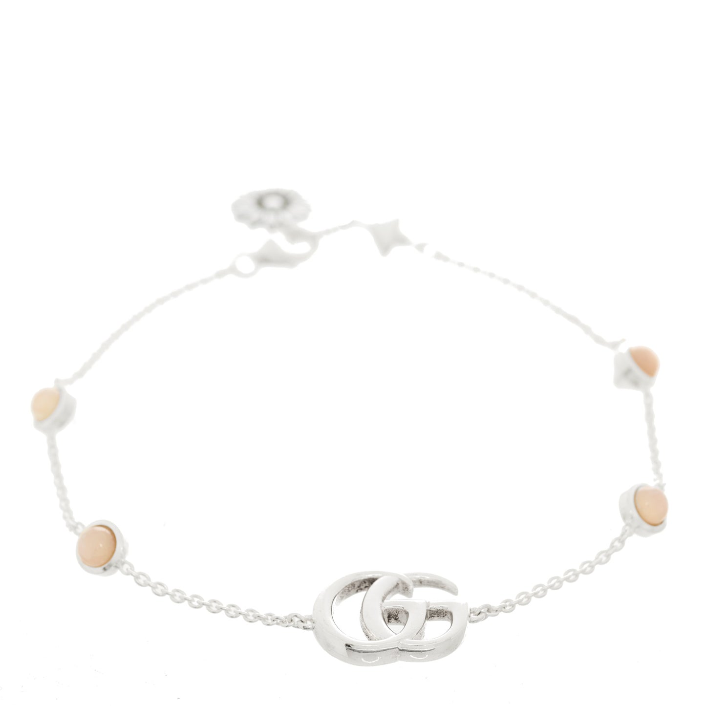 Sterling Silver Pink Mother of Pearl Double G Flower Bracelet