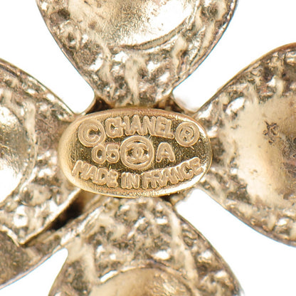 Chanel Crystal CC Four Leaf Clover Pendant Necklace Gold 4 of 4