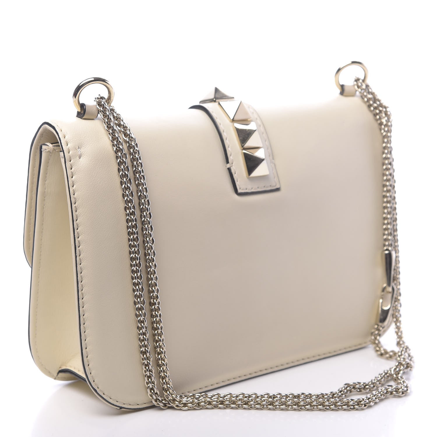 Valentino Garavani Vitello Medium Glam Lock Rockstud Flap Light Ivory 3 of 11
