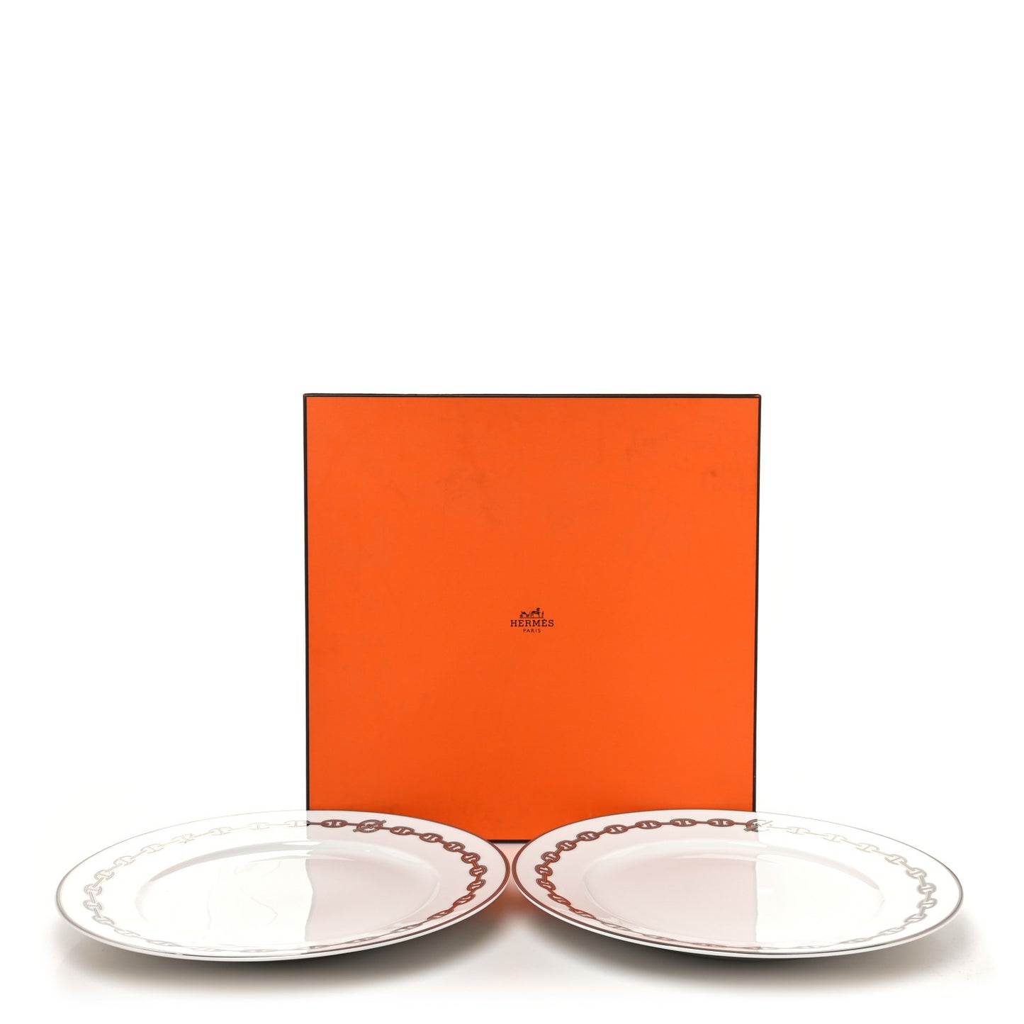 Porcelain Chaine d'Ancre Platinum Dinner Plate Set of 2