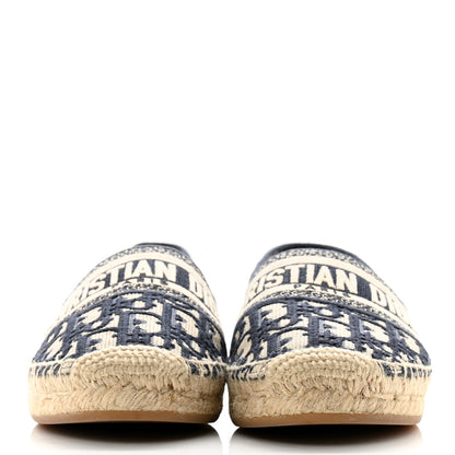 Christian Dior Oblique Embroidered Granville 15mm Espadrilles 38.5 Deep Blue 3 of 20