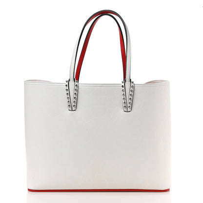 Christian Louboutin Patent Calfskin Leopard Print Spikes East West Cabata Tote Snow 3 of 10