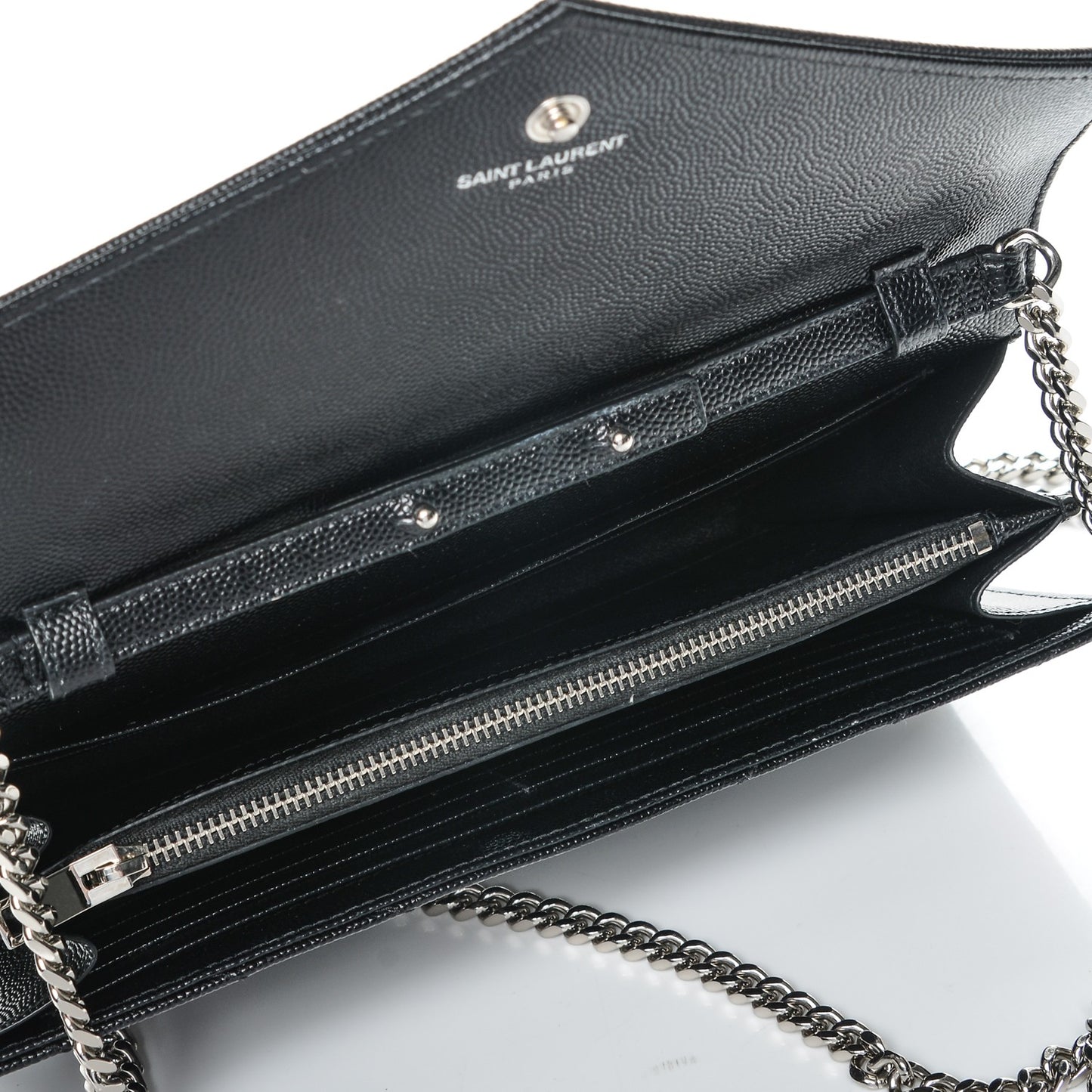 Grain De Poudre Matelasse Chevron Monogram Chain Wallet Black