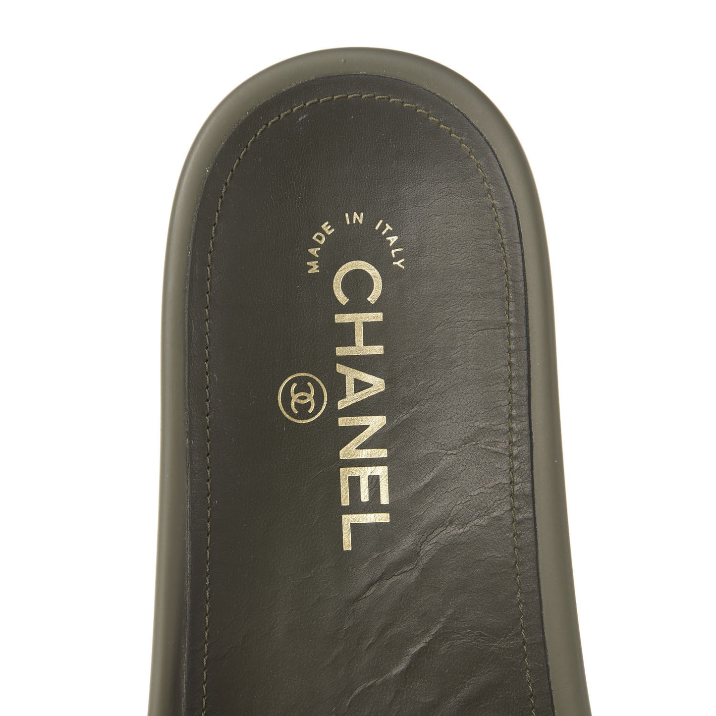 Canvas Chain Flat Sandals 40 Khaki