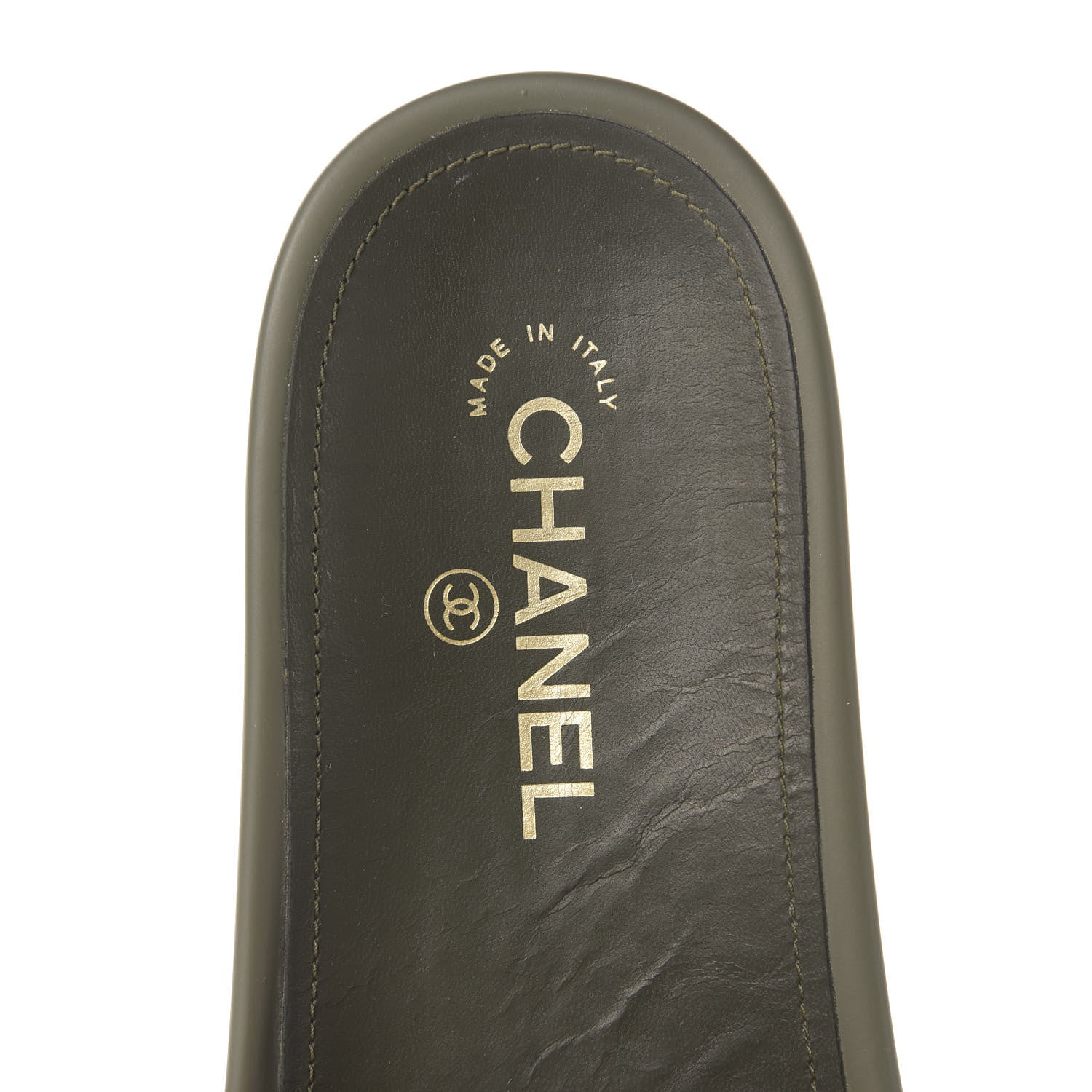Chanel Canvas Chain Flat Sandals 40 Khaki 6 of 9