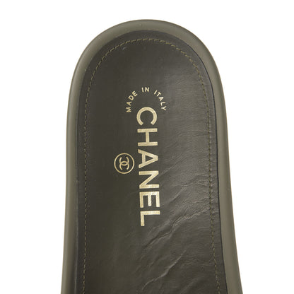 Chanel Canvas Chain Flat Sandals 40 Khaki 6 of 9