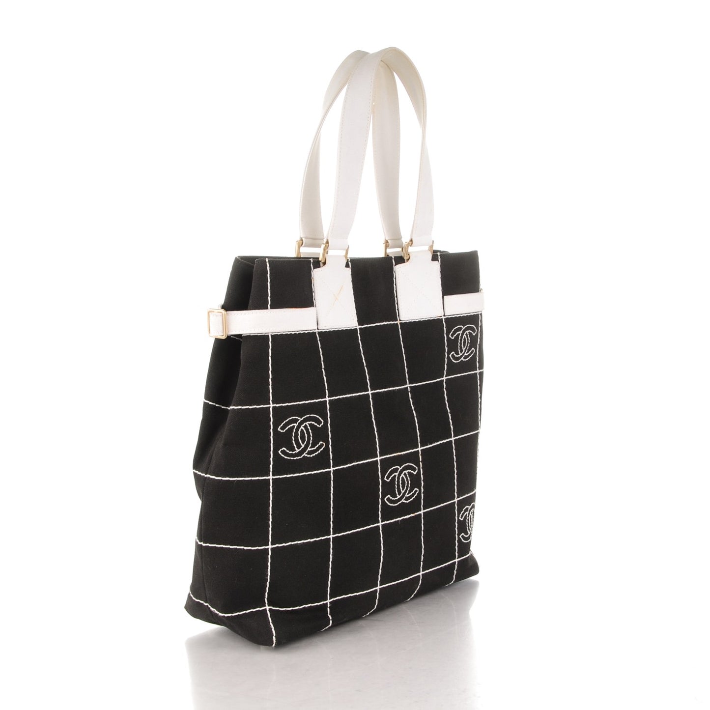 Canvas Square Stitched CC Tote Black