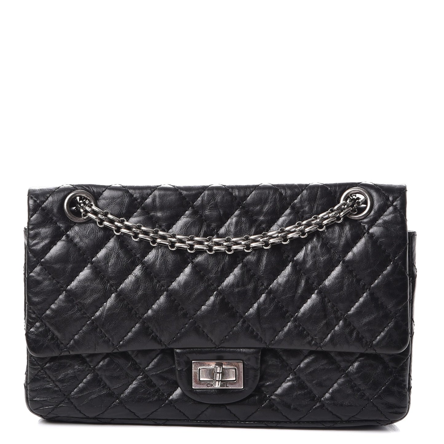 Aged Calfskin Quilted 2.55 Reissue 225 Flap Black