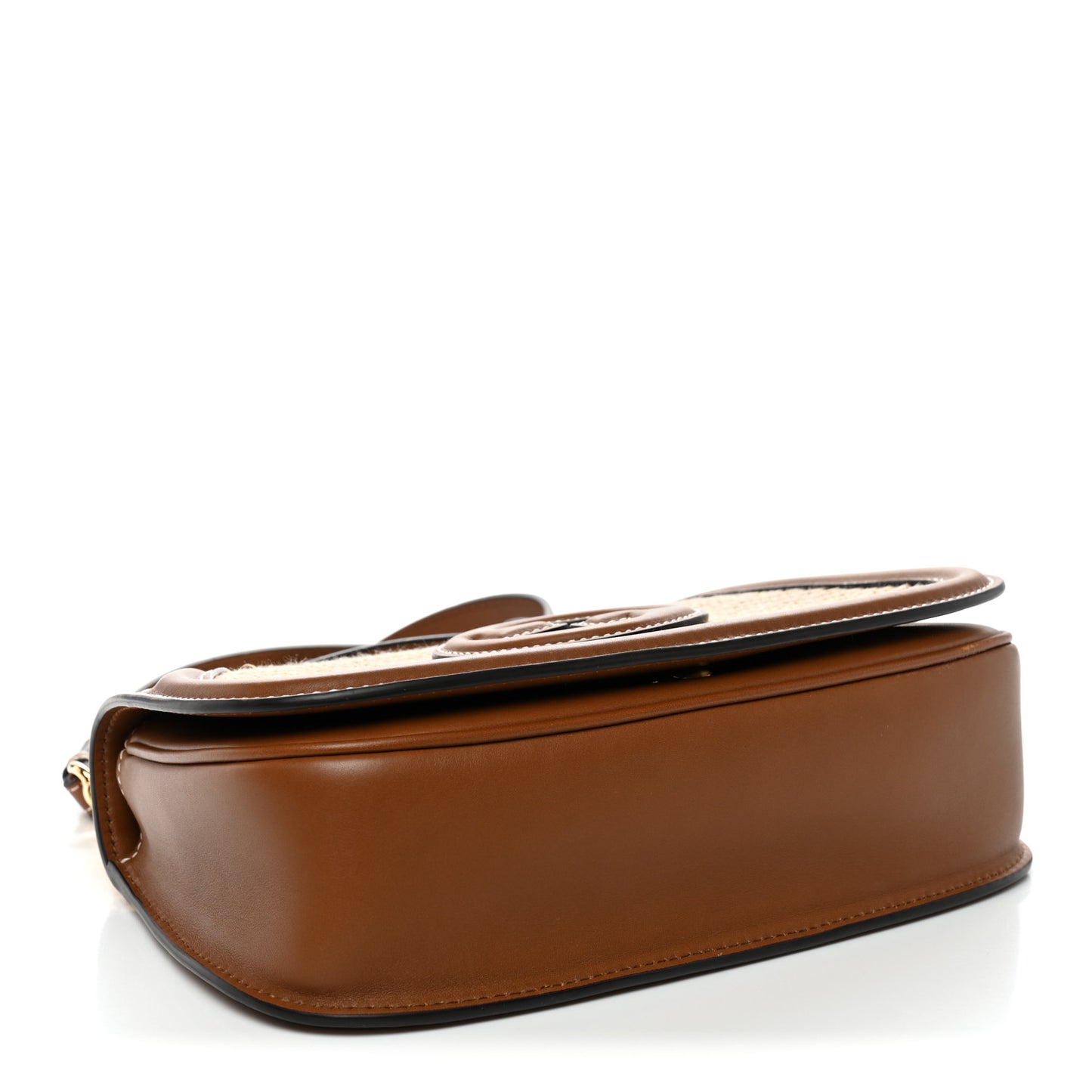 Calfskin Raffia Medium Blondie Top Handle Bag Brown