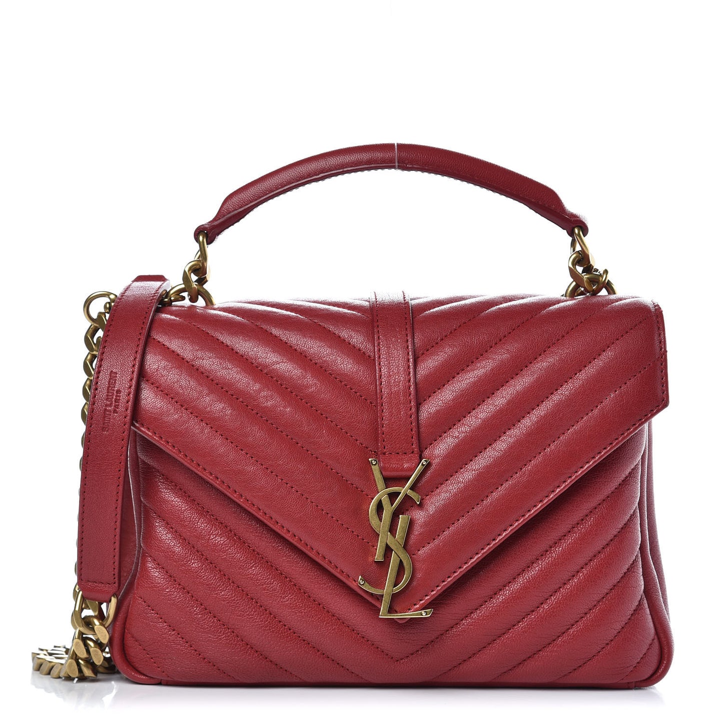 Sheepskin Matelasse Chevron Monogram Medium College Bag Rouge