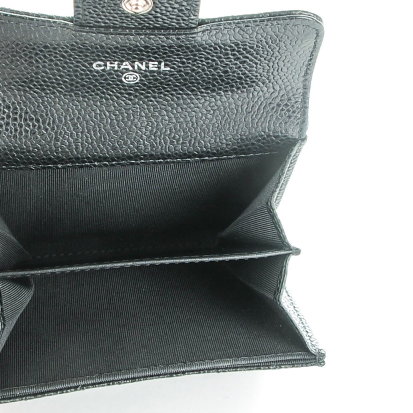 Caviar Quilted Flap Card Holder Black