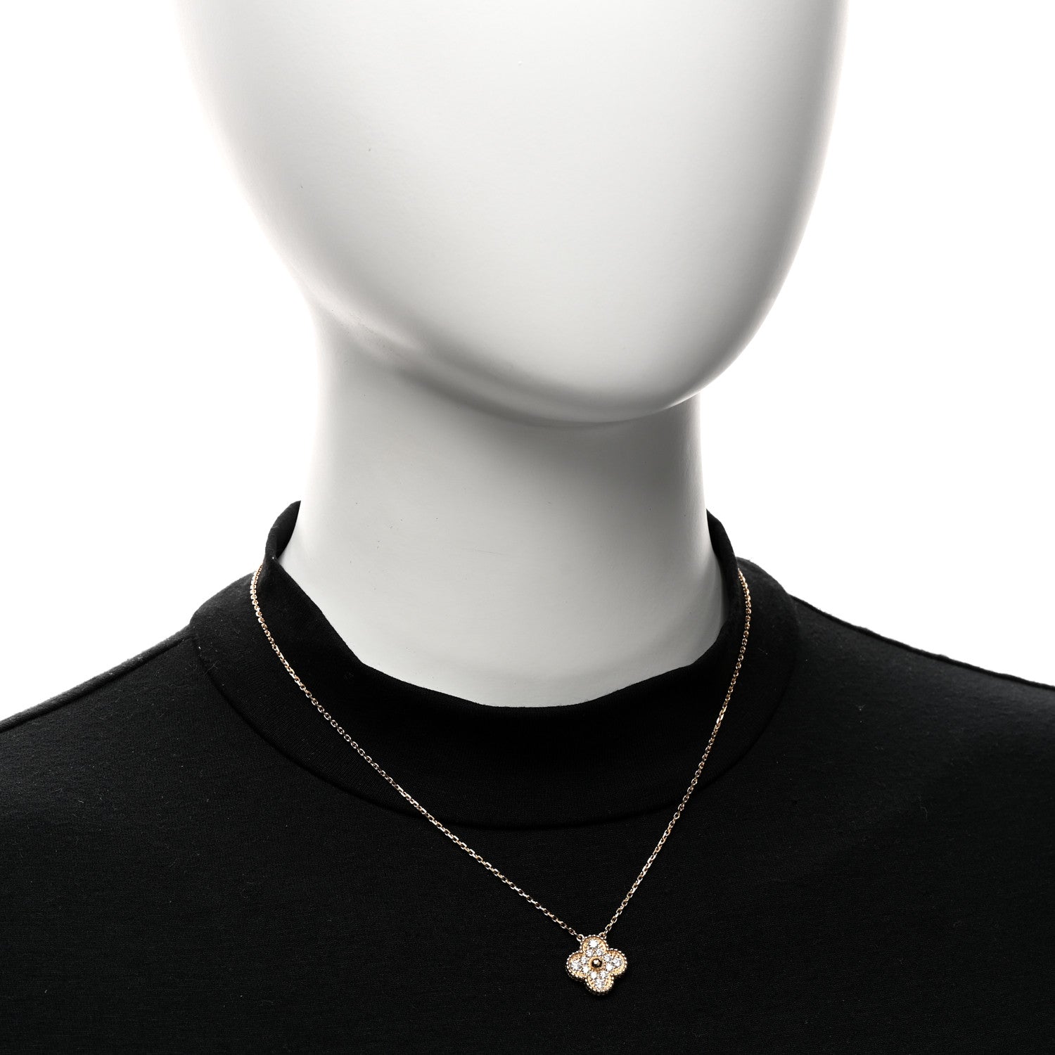 Van Cleef & Arpels 18K Yellow Gold Diamond Vintage Alhambra Pendant Necklace 2 of 6