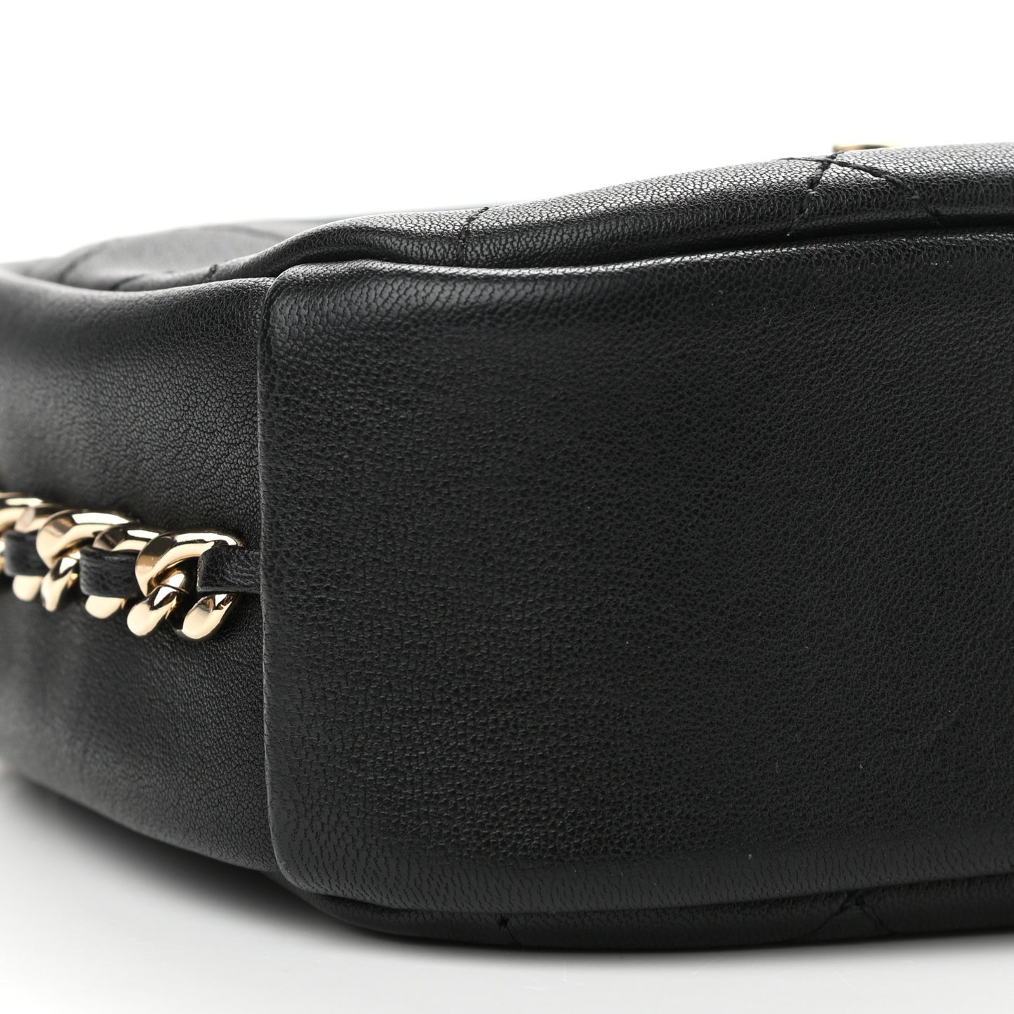 Goatskin Quilted Small Casual Trip Camera Case Black
