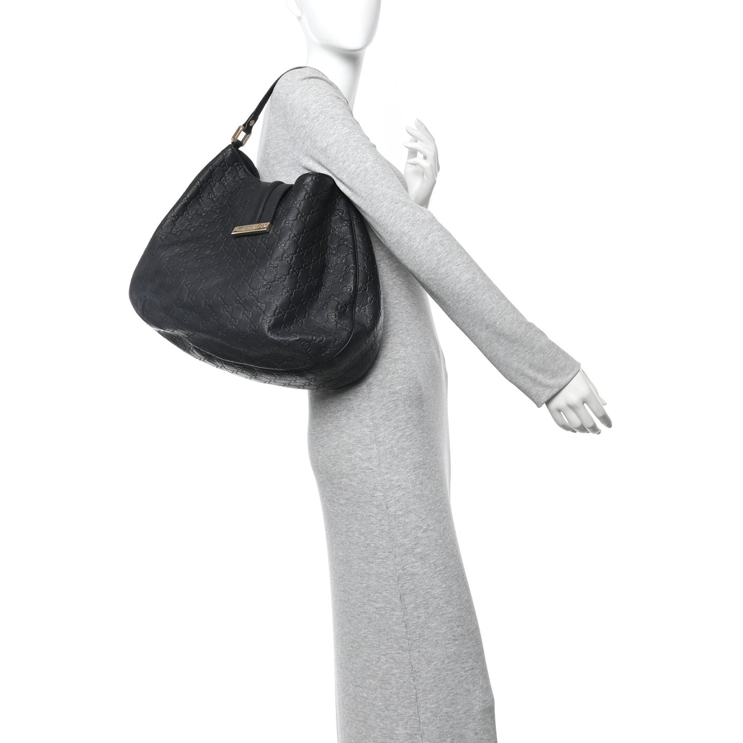Guccissima Large New Ladies Web Hobo Black Black