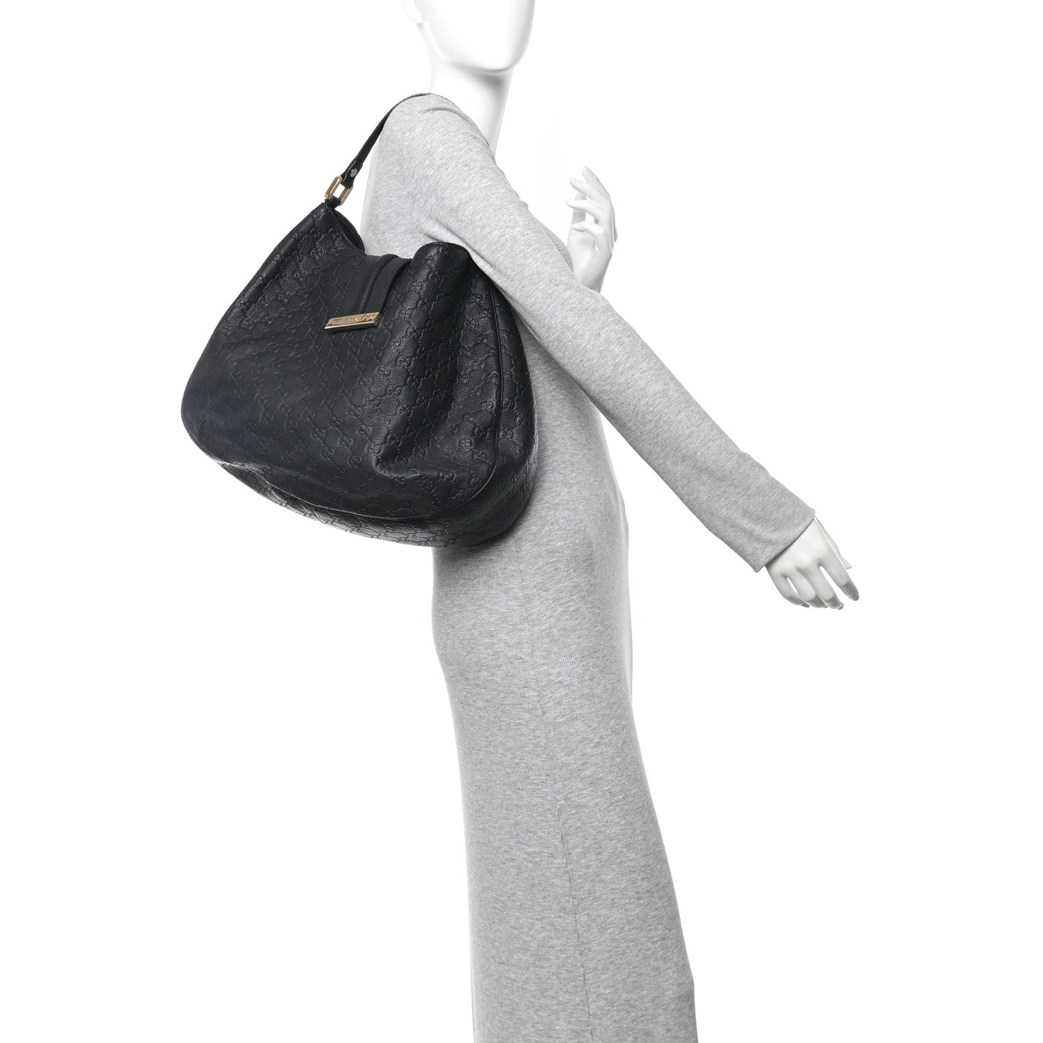 Gucci Guccissima Large New Ladies Web Hobo Black Black 2 of 14