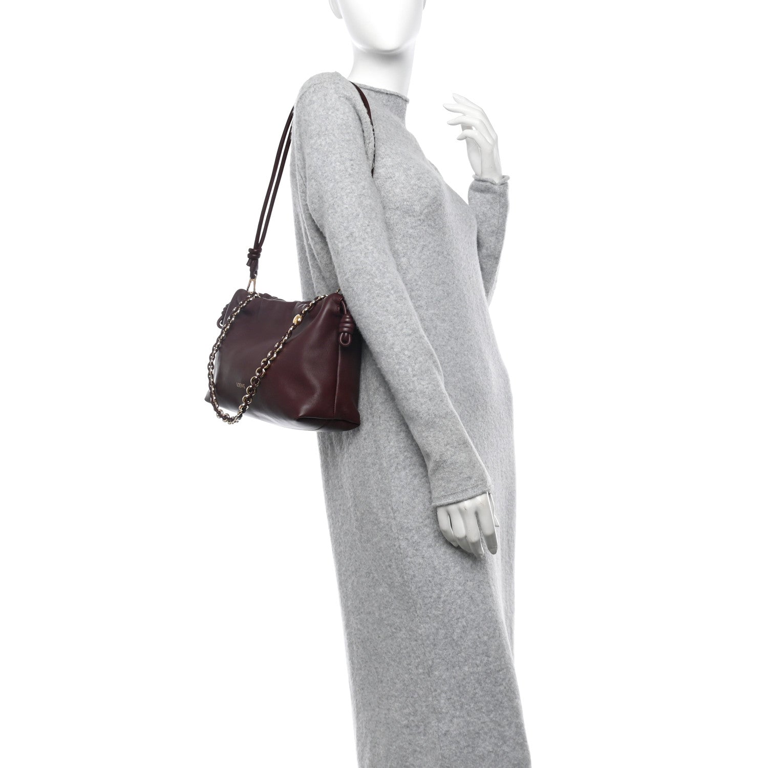 Loewe Mellow Nappa Medium Donut Chain Flamenco Knot Clutch Dark Burgundy 2 of 11